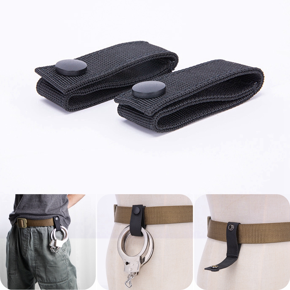 Chain Quick Link - สายรัดกุญแจมือ 2 ชิ้น พร้อมตัวล็อคแบบกด ที่เก็บกุญแจมือแบบไนลอน/ที่เก็บกุญแจมือแบบมีบานพับ คลิปล็อคแบบปลดเร็วสำหรับกุญแจมือ