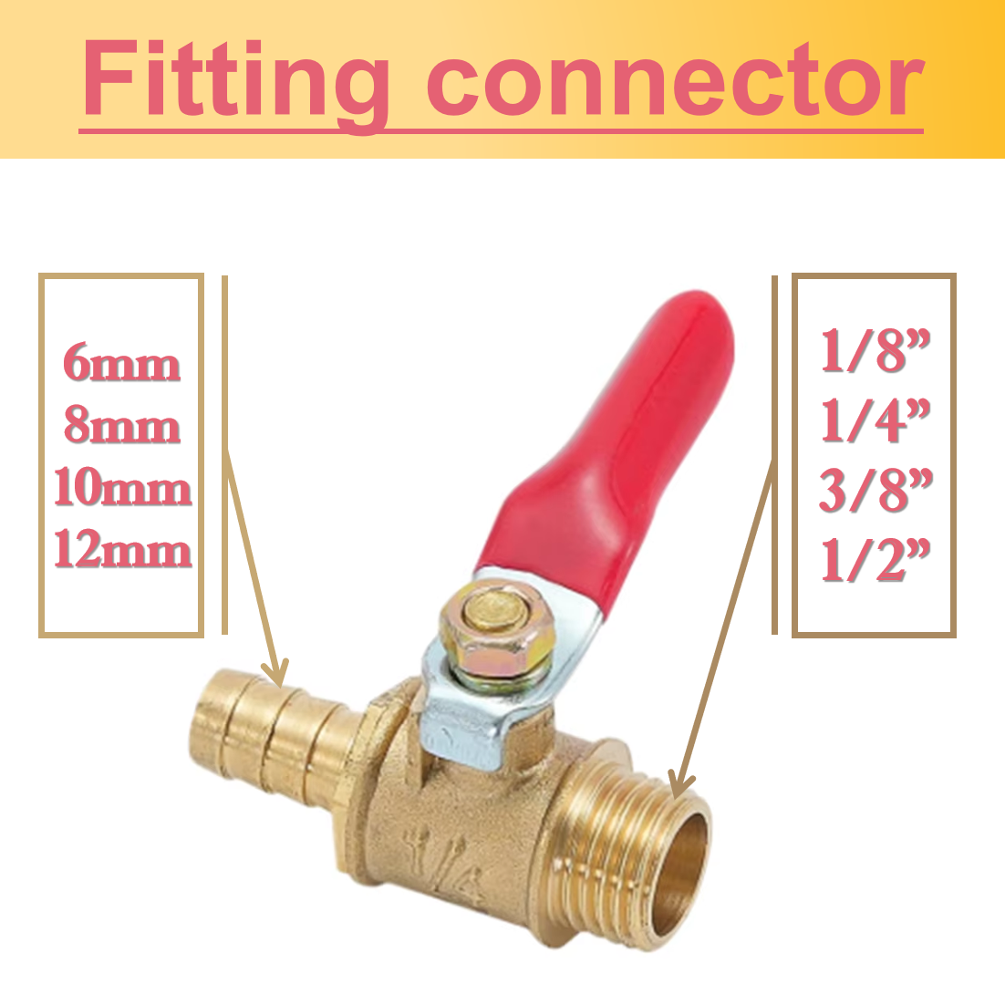 Spoke Nipple Brass - วาล์วบอลทองเหลืองแบบมีหนาม ข้อต่อเกลียวตัวผู้ตัวเมีย 1/8 3/8 1/4 1/2